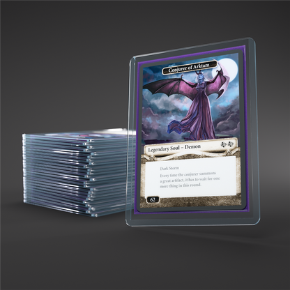 Gamegenic TOPLOADING Exoshields 35pt (25 unidades) con una carta de juego de demonio