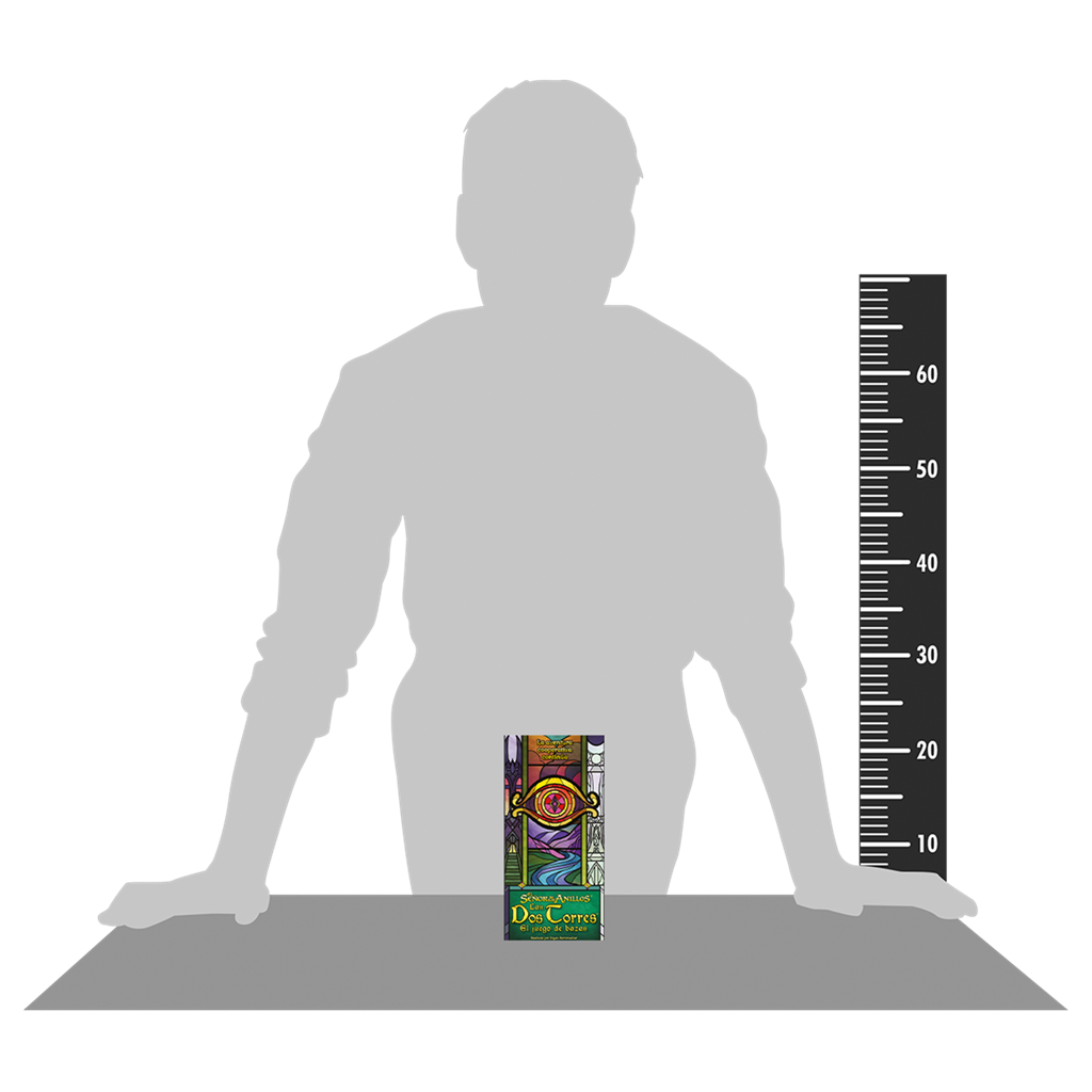 Las Dos Torres - El Juego de Bazas junto a una silueta humana y una regla de medición
