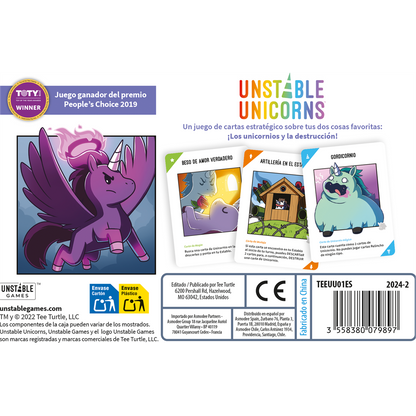 Unstable Unicorns (Edición en Castellano) juego de cartas con unicornios y texto en español